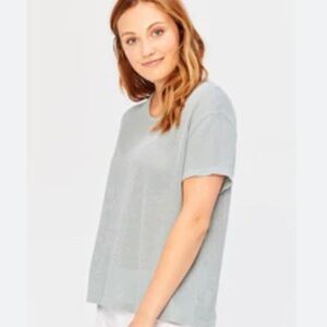 NEW XCVI Wearables Mesh Green Short Sleeve  Tencel Top, Size Small